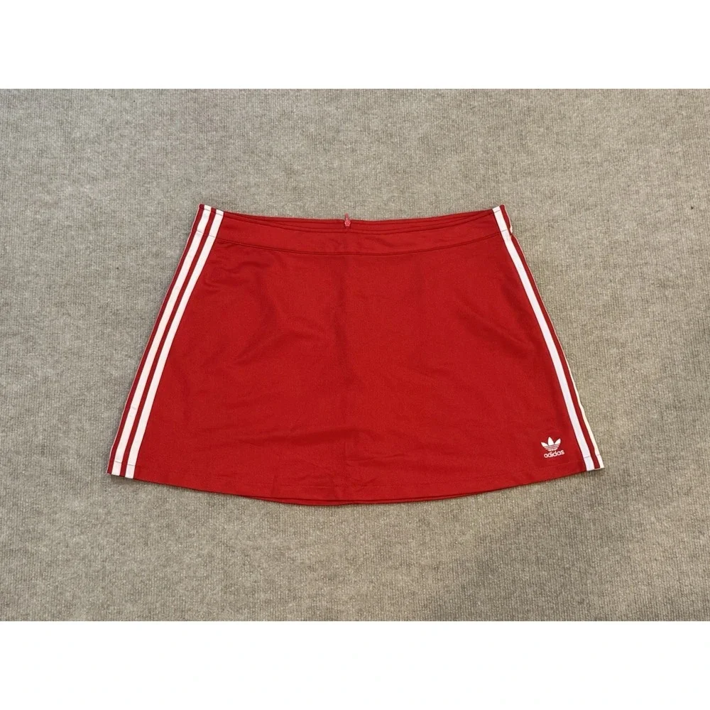 Adidas Originals Mini Skirt Red White Stripes Trefoil NWOT Women Size XL